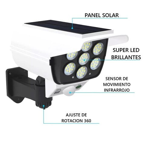 Foco Solar Led Tipo Cámara de Vigilancia